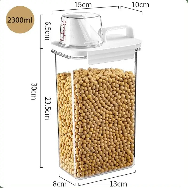 Moisture-Proof Cereal Storage Container with Measuring Cup