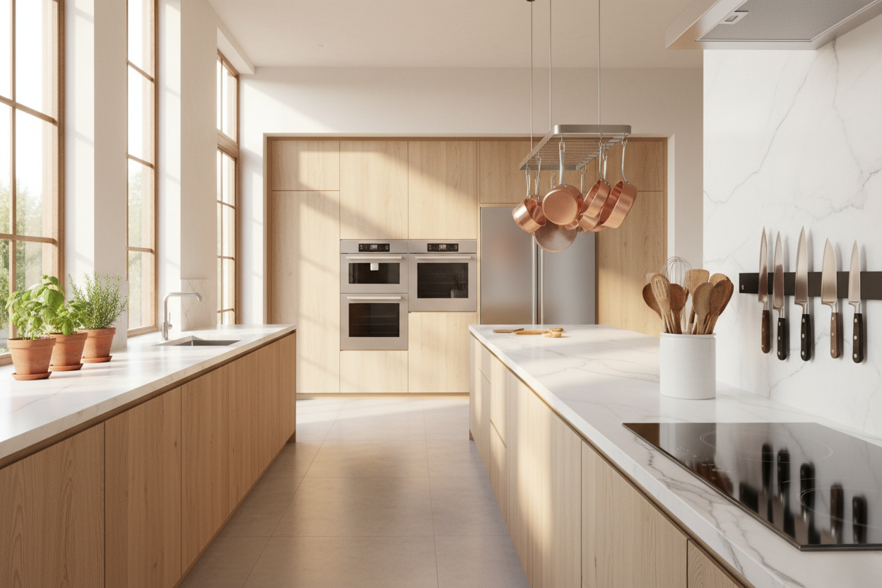 a professional image that will show kitchen itself and some tools inside it